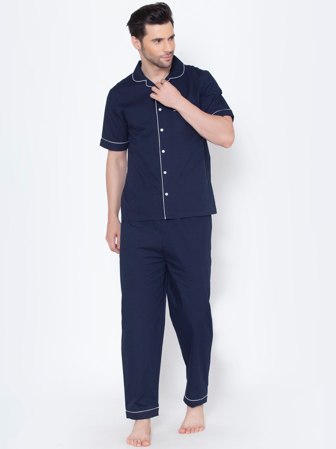 

Fluffalump Men Navy Blue Night suit