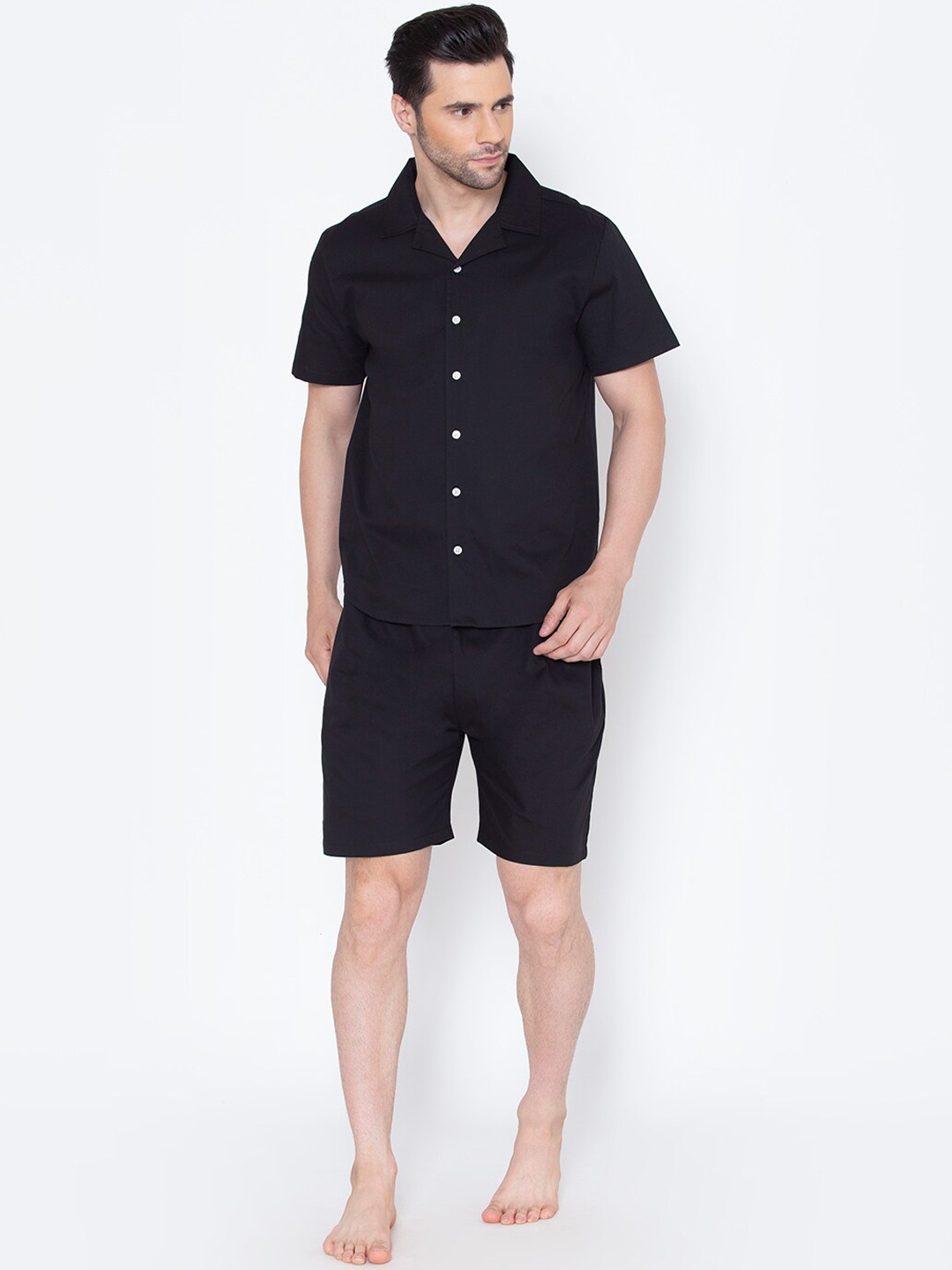 

Fluffalump Men Black Pure Cotton Night suit