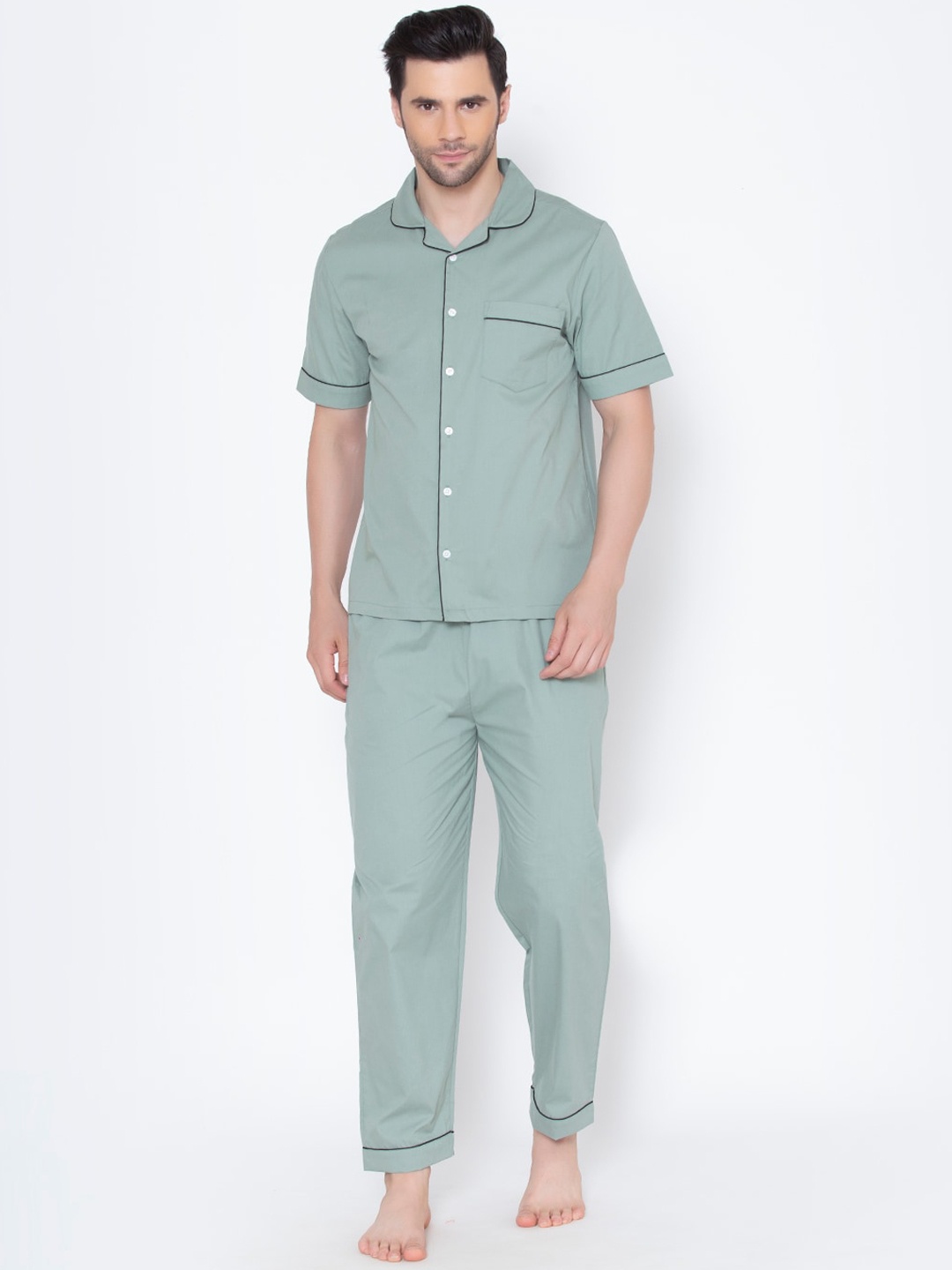 

Fluffalump Men Sea Green Night suit