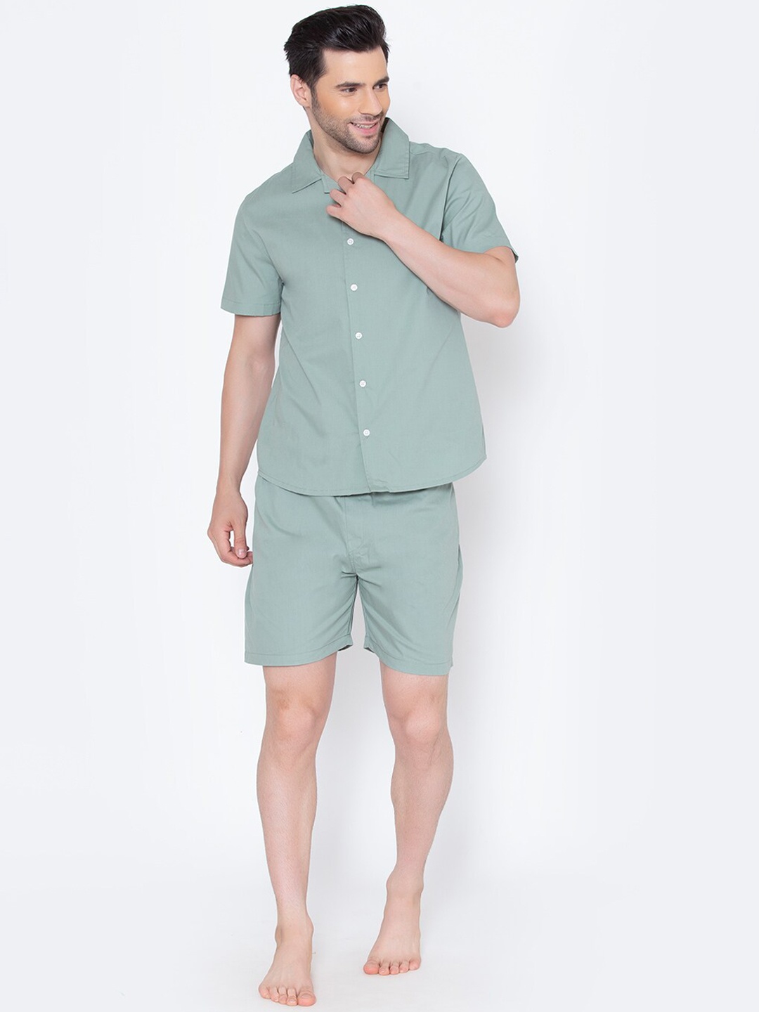 

Fluffalump Men Sea Green Night suit