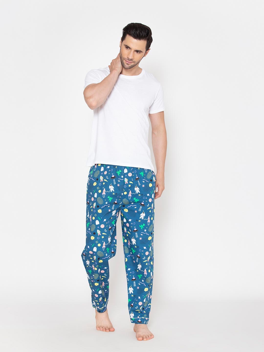 

Fluffalump Men Blue & White Night suit