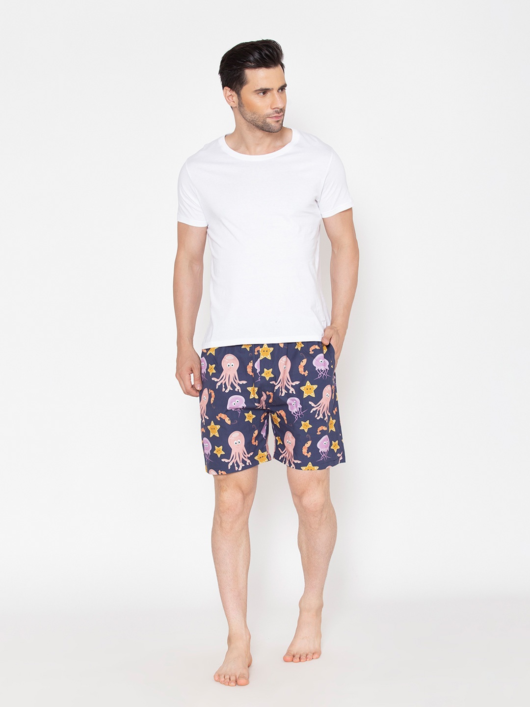 

Fluffalump Men Navy Blue & White Night suit
