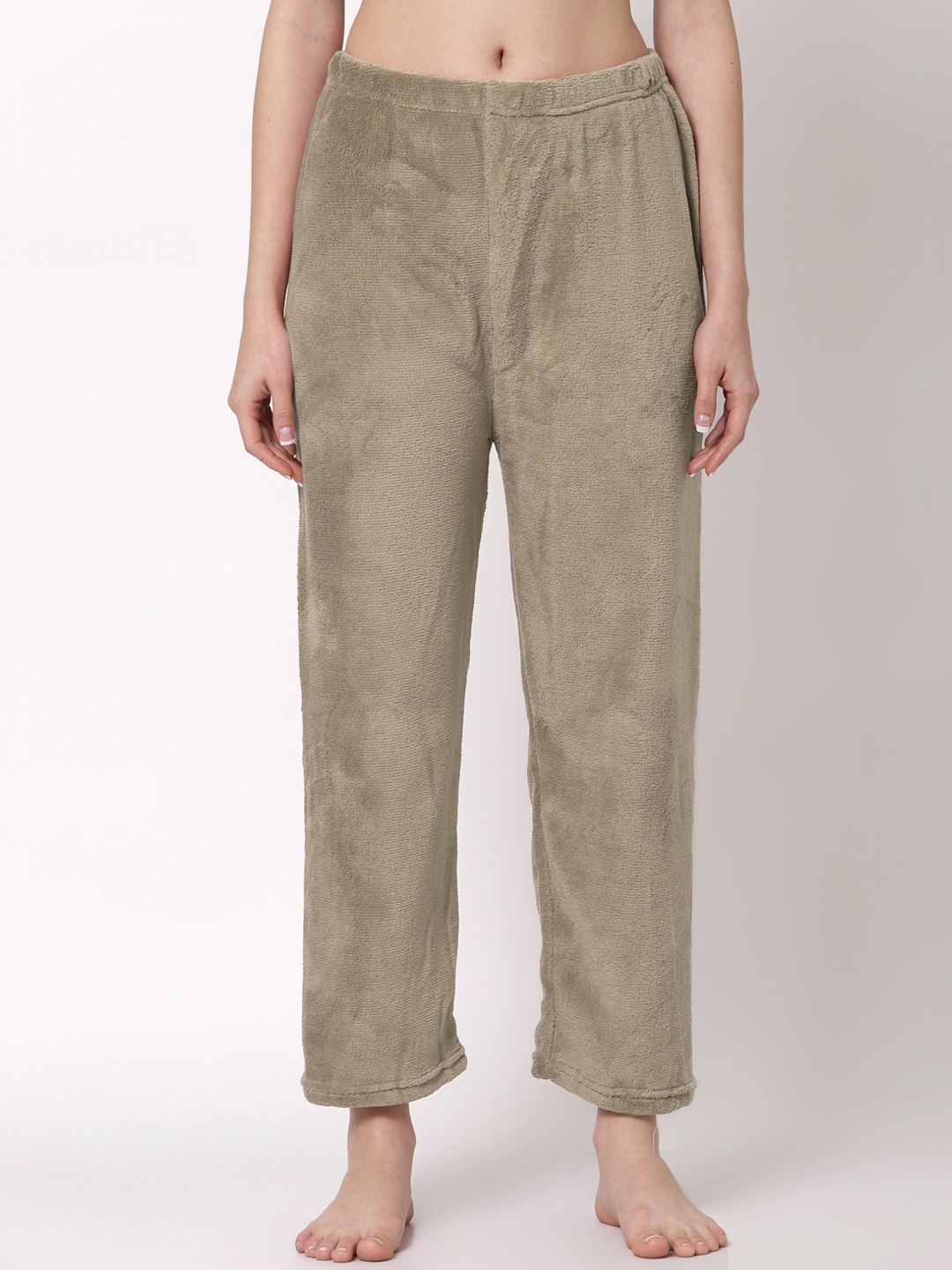 

KLOTTHE Women Solid Woolen Lounge Pants, Brown