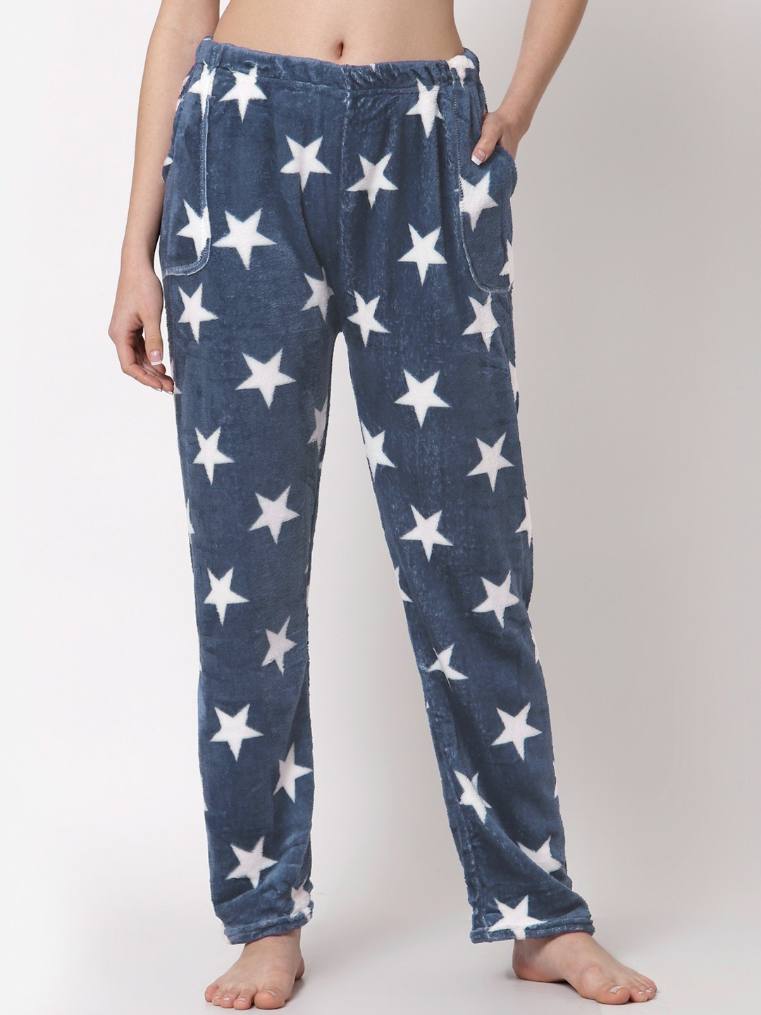 

KLOTTHE Women Woolen Printed Lounge Pants, Grey