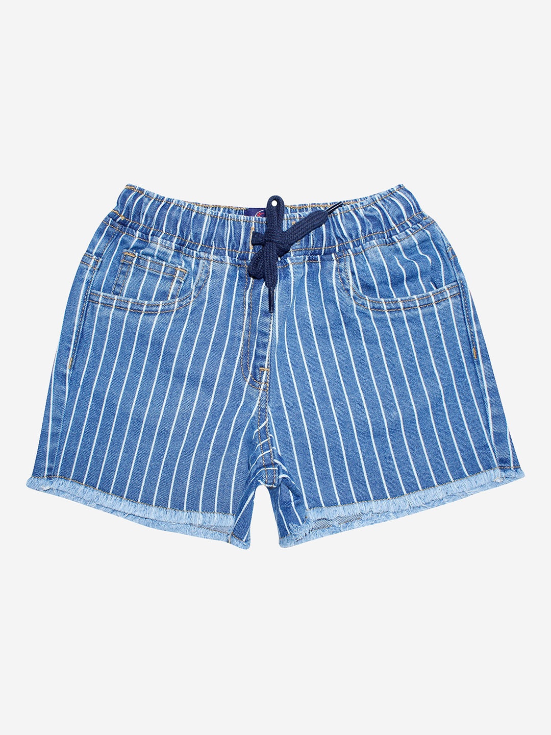 

KiddoPanti Girls Blue Striped Shorts