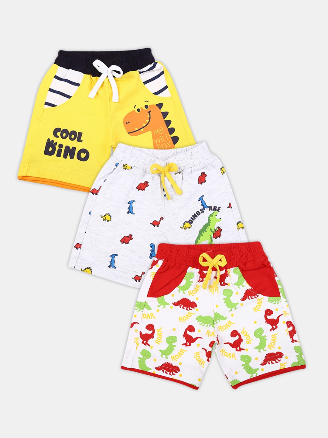 

V-Mart Pack of 3 Unisex Kids Beige Printed Shorts