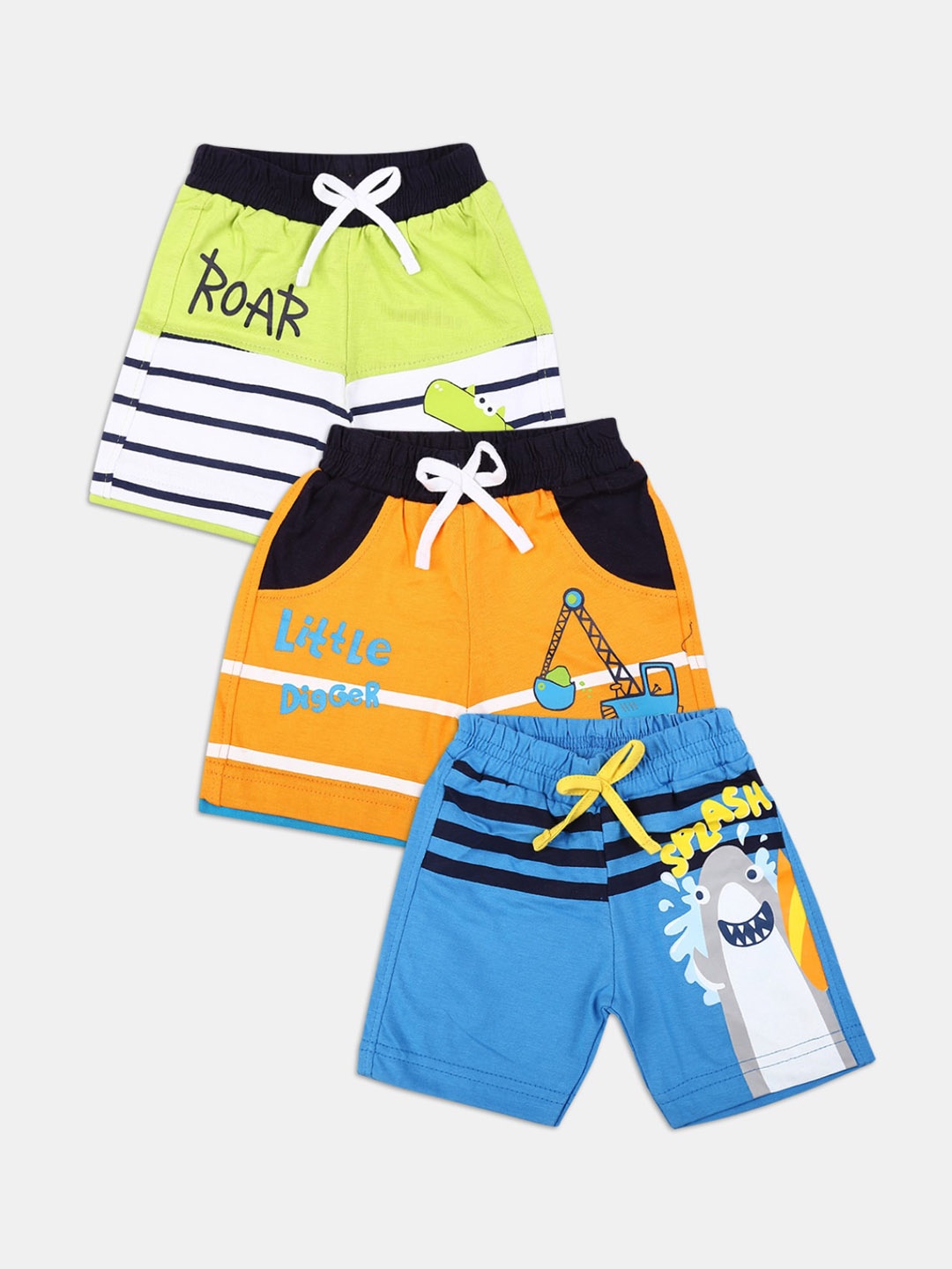 

V-Mart Unisex Kids Pack of 3 Printed Shorts, Orange