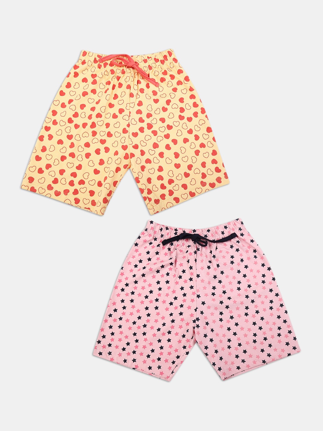 

V-Mart Girls Pack Of 2 Floral Printed Shorts, Orange