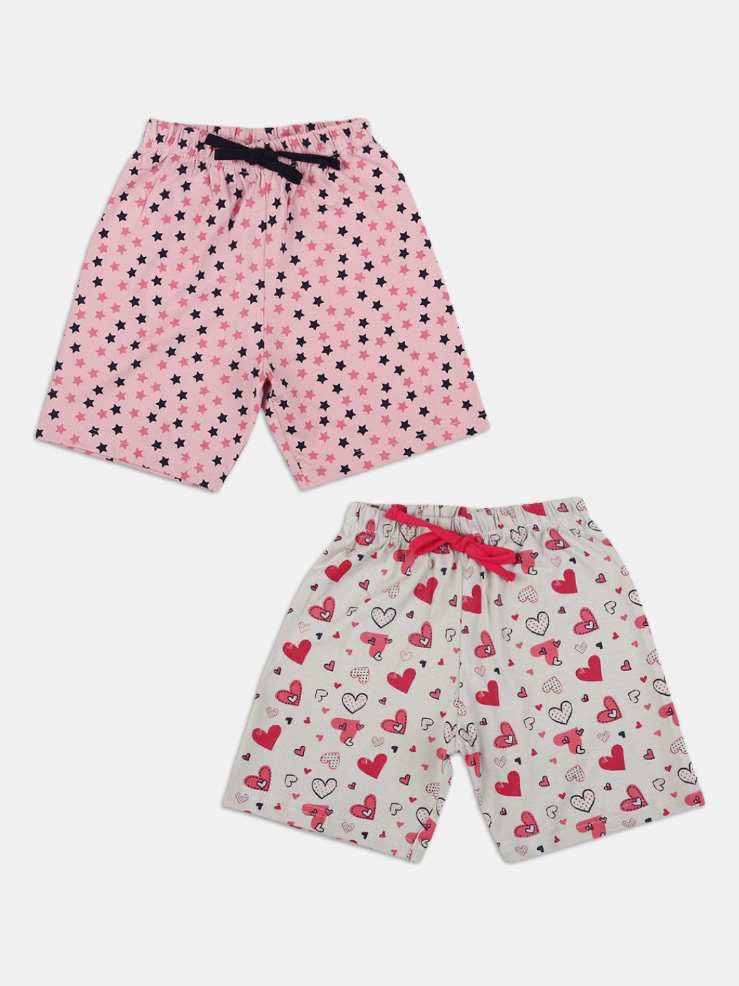 

V-Mart Girls Pack of 2 Grey & Pink Floral Printed Shorts
