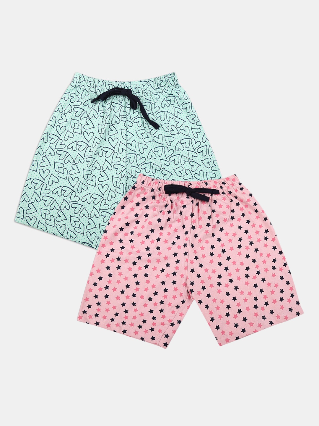 

V-Mart Girls Pack Of 2 Printed Shorts, Green