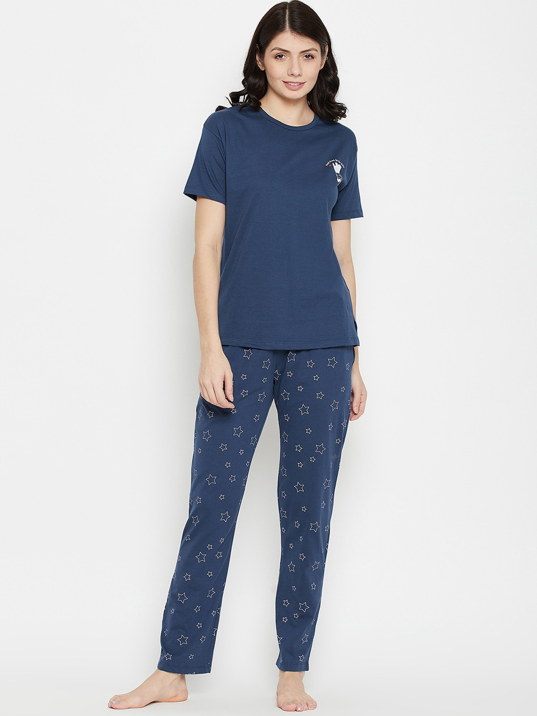 

MADAME M SECRET Women Navy Blue Printed Night suit
