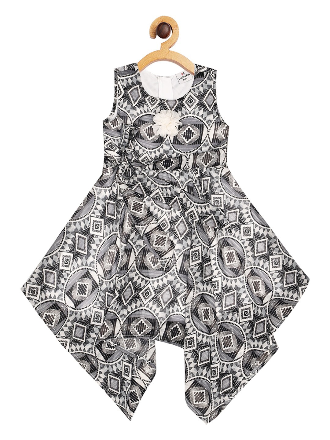 

Creative Kids Black Ethnic Motifs Georgette Dress