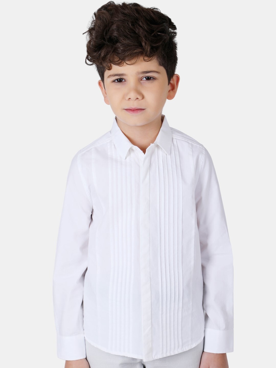 

One Friday Boys White Relaxed Striped Casual Shirt