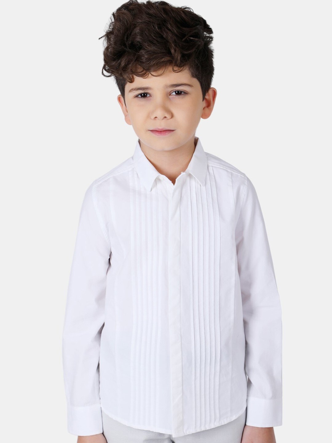

One Friday Boys White Relaxed Striped Casual Shirt