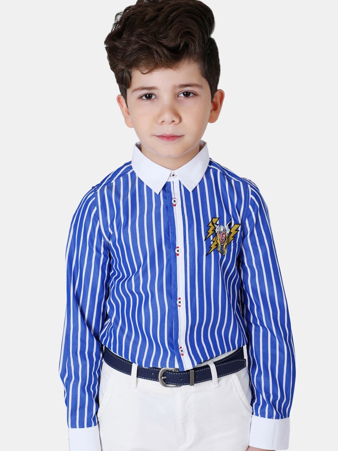 

One Friday Boys Blue Relaxed Striped Casual Shirt