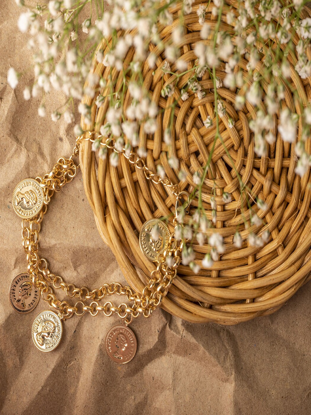 

Jewelz Women Gold-Toned & White Gold-Plated Link Bracelet