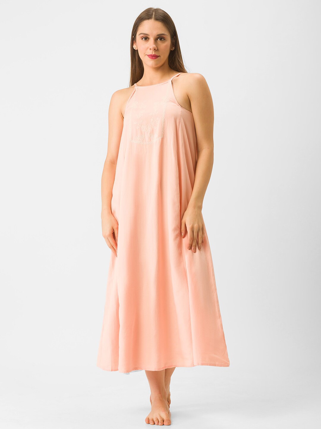 

Nick&Jess Peach-Coloured A-Line Midi Dress