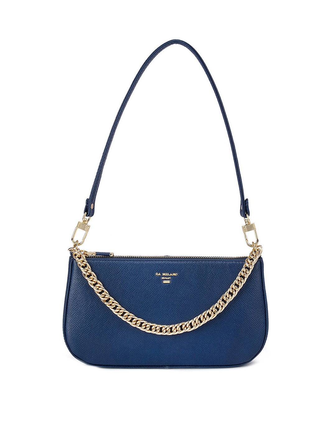 

Da Milano Blue Leather Structured Sling Bag