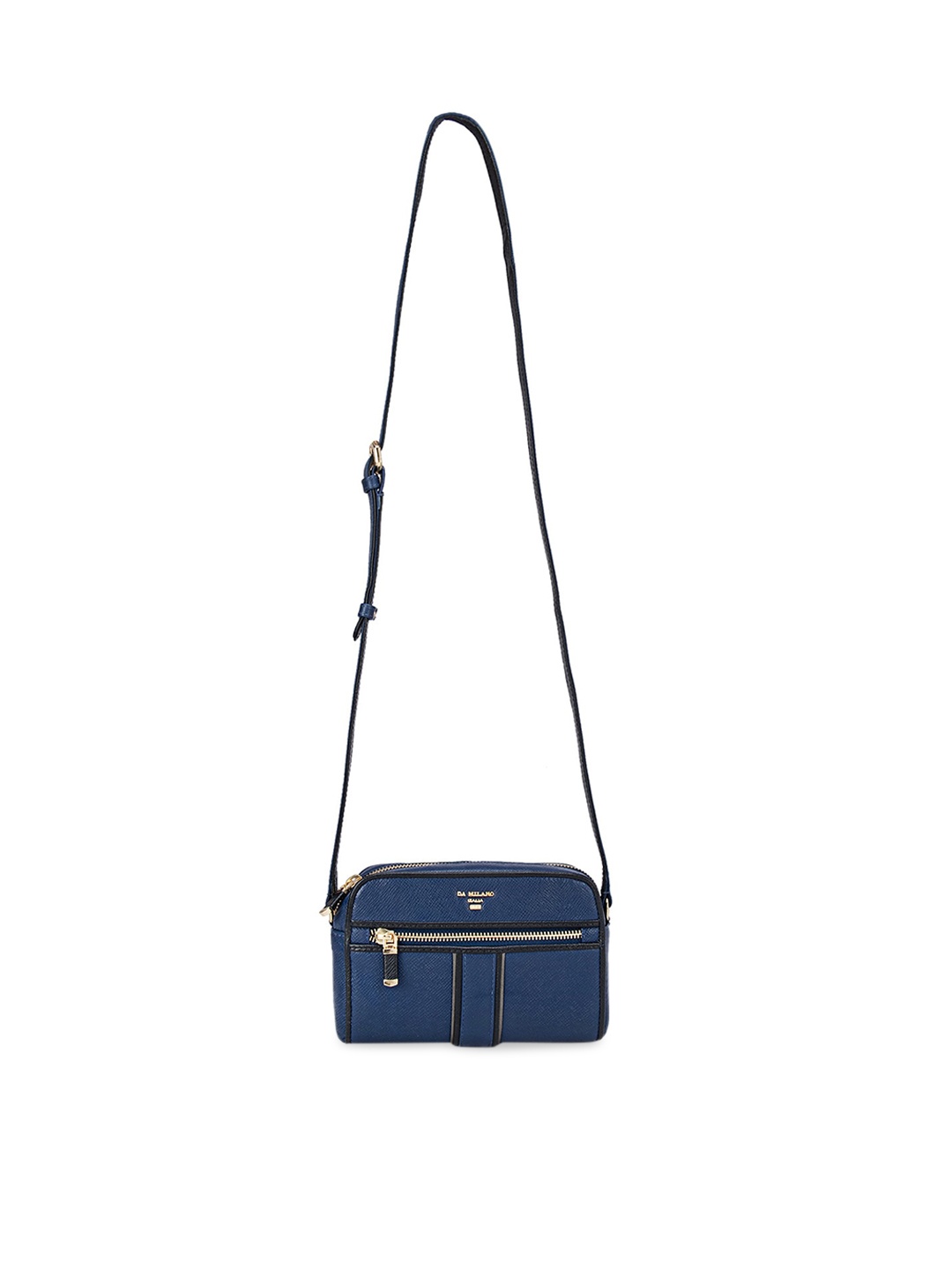 

Da Milano Blue Leather Bowling Sling Bag