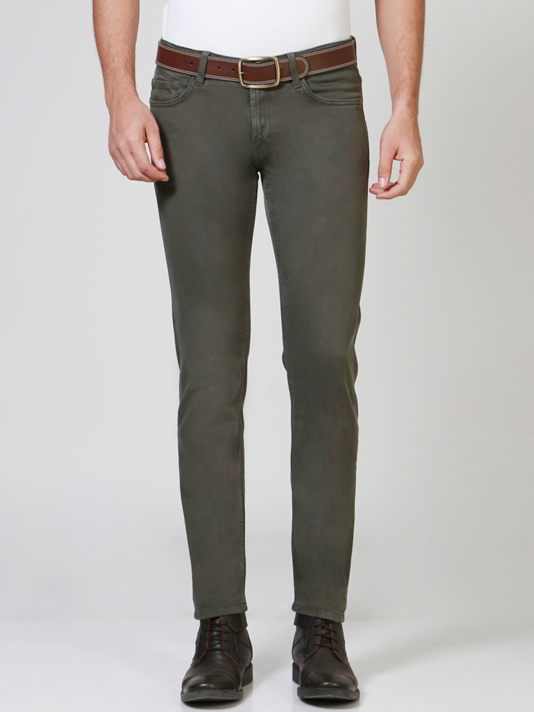 

Allen Solly Men Olive Green Skinny Fit Mid-Rise Clean Look Jeans