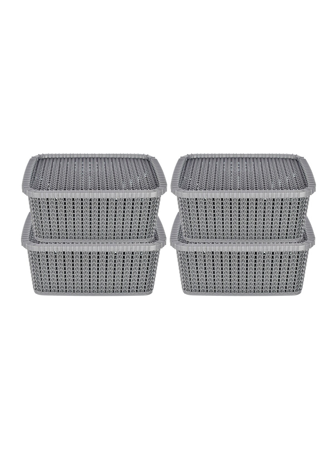 

Kuber Industries Set of 4 Grey Textured Kitchen Storage Basket