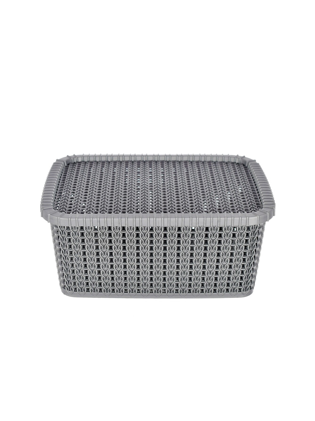 

Kuber Industries Grey Textured Multipurpose Basket With Lids