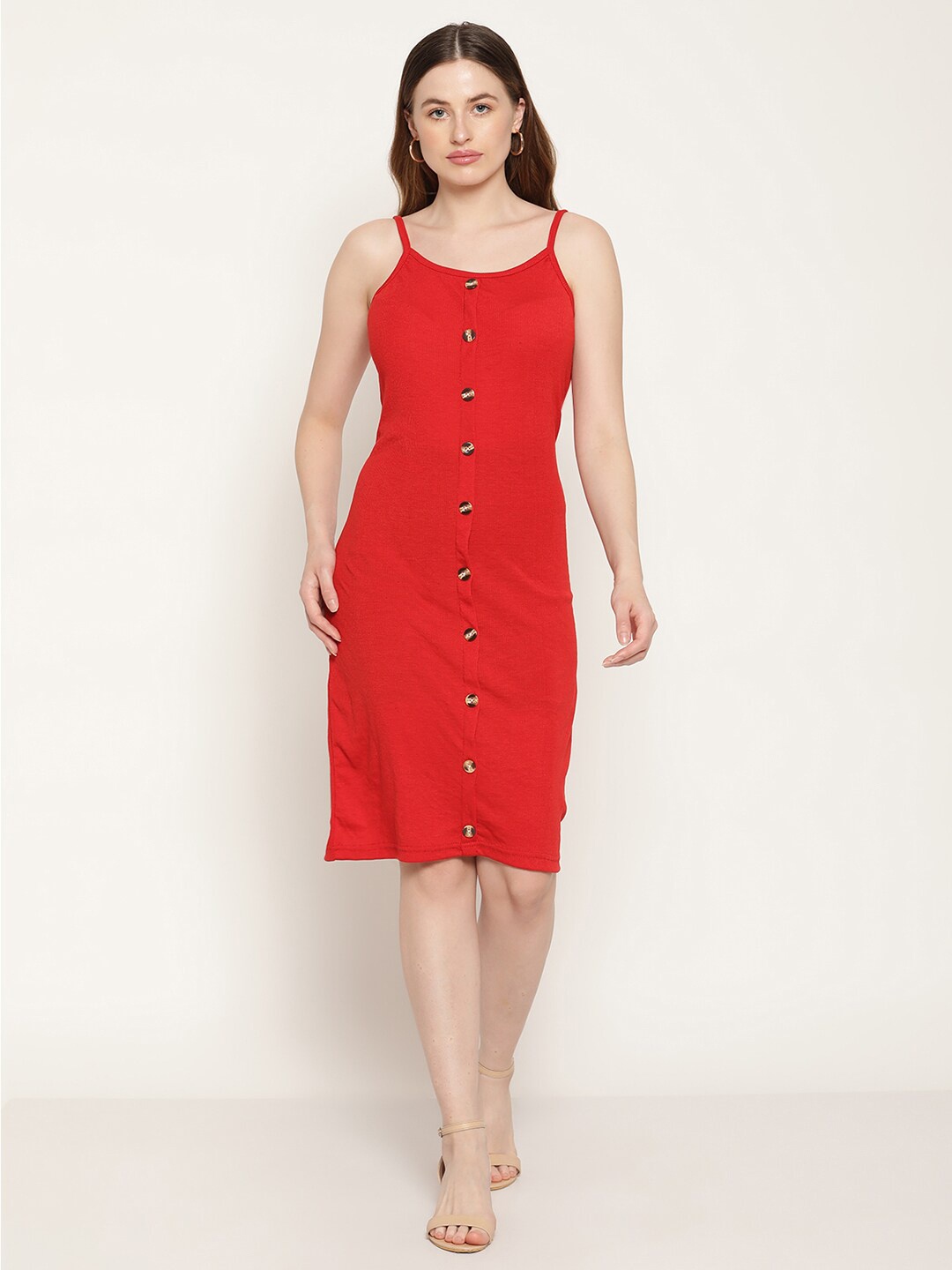 

Miaz Lifestyle Red Sheath Dress
