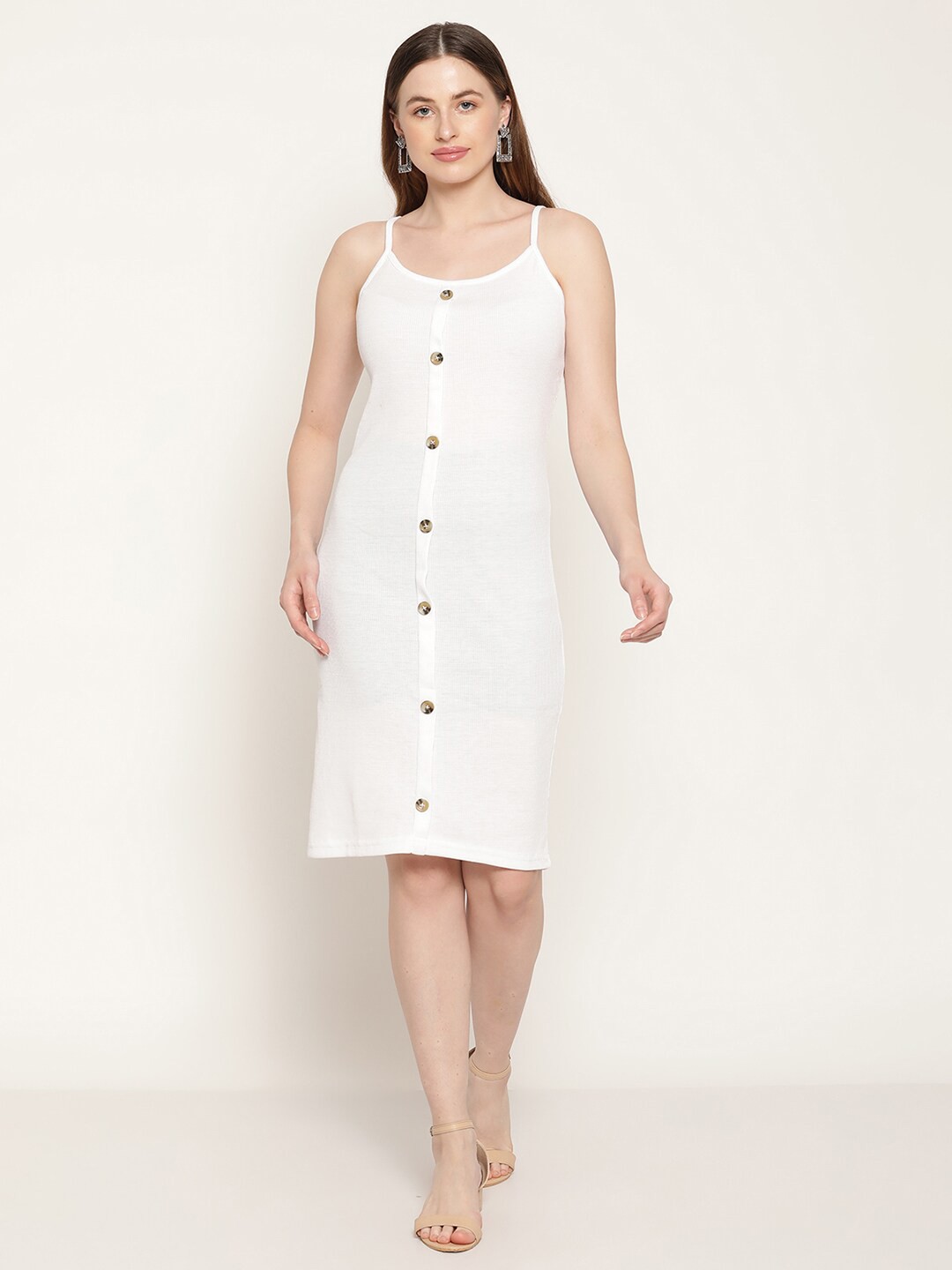 

Miaz Lifestyle White Sheath Dress