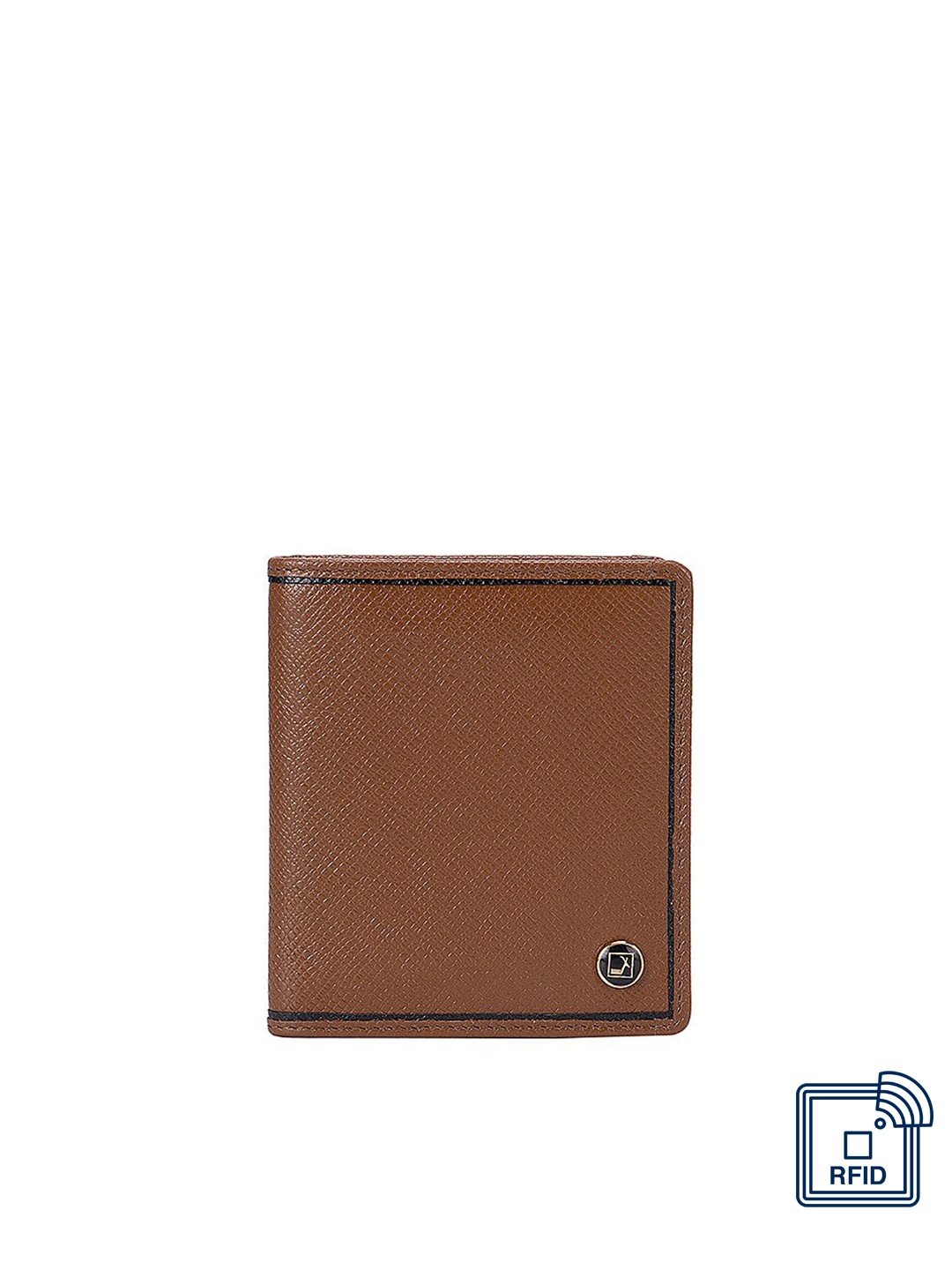 

Da Milano Men Brown Textured Leather Two Fold Wallet