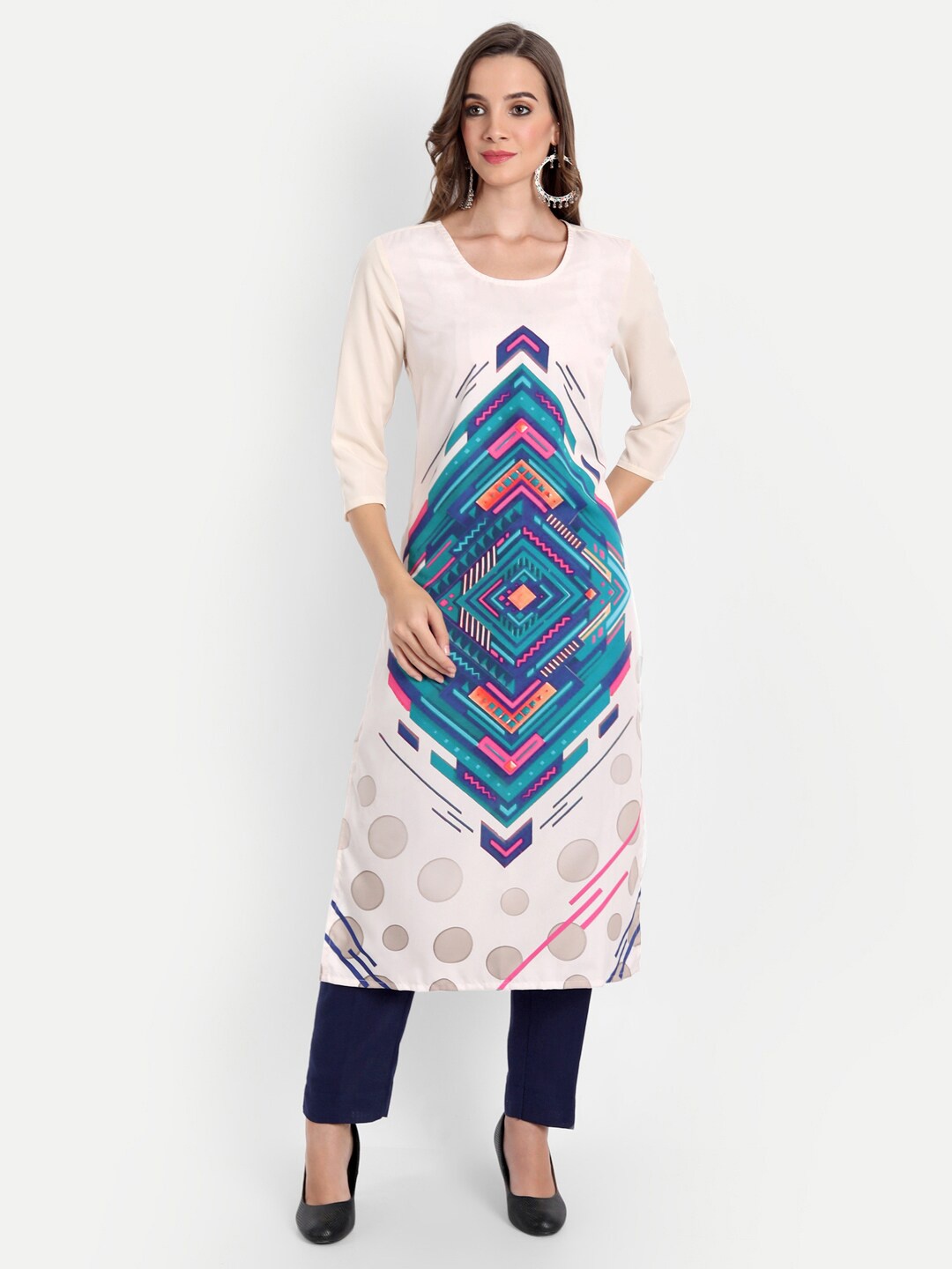 

soan Beige Geometric Printed Kurti