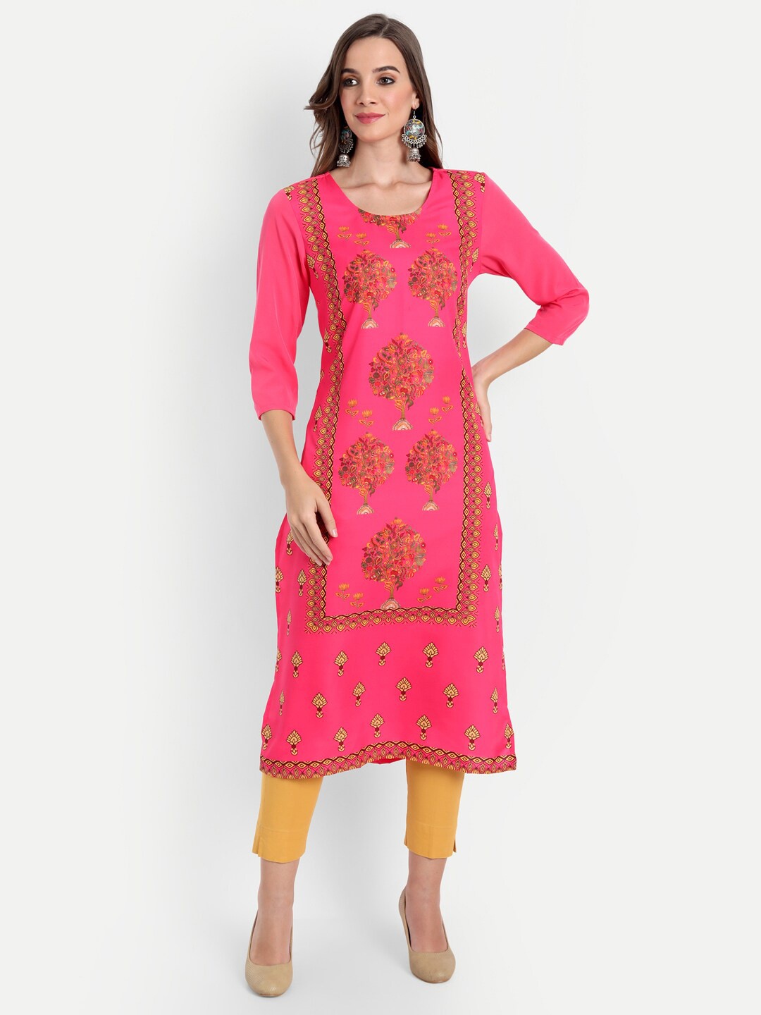 

soan Pink Floral Printed Kurti