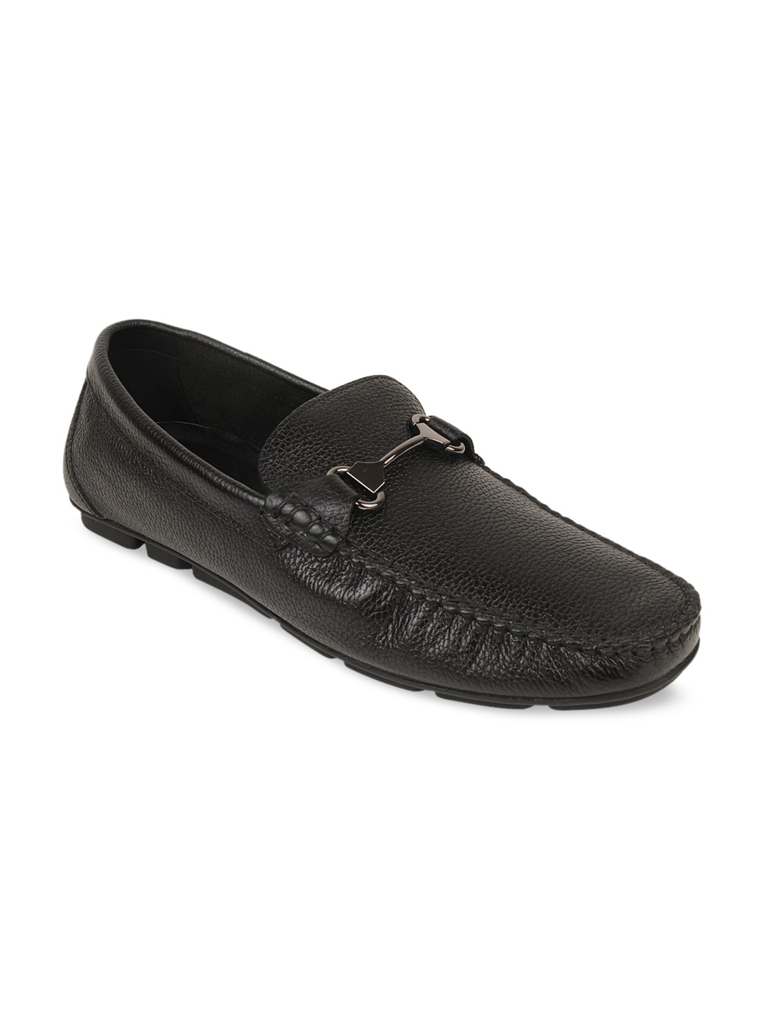 

Regal Men Black Textured Leather Driving Shoes