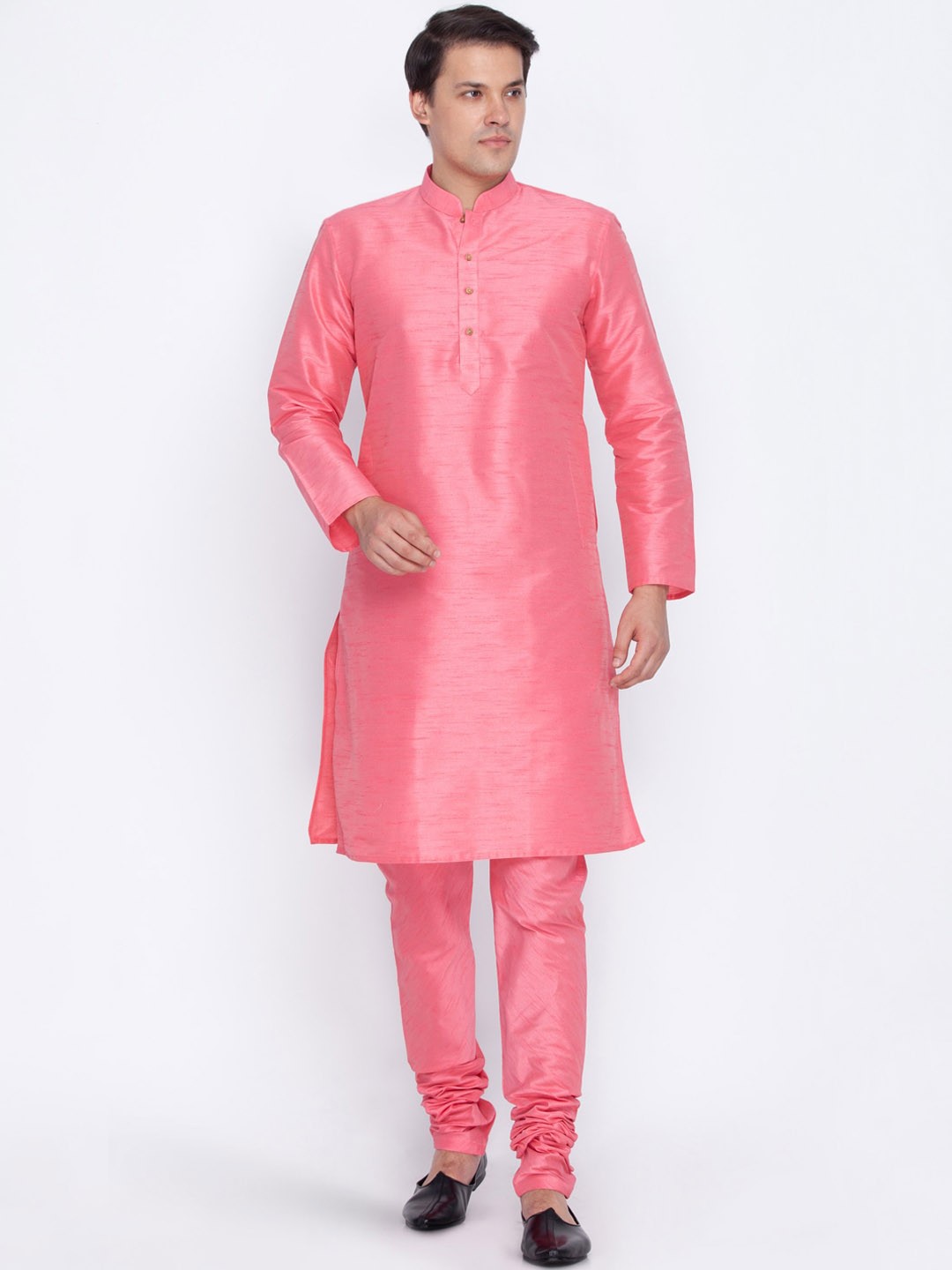 

VASTRAMAY Men Pink Kurta with Churidar