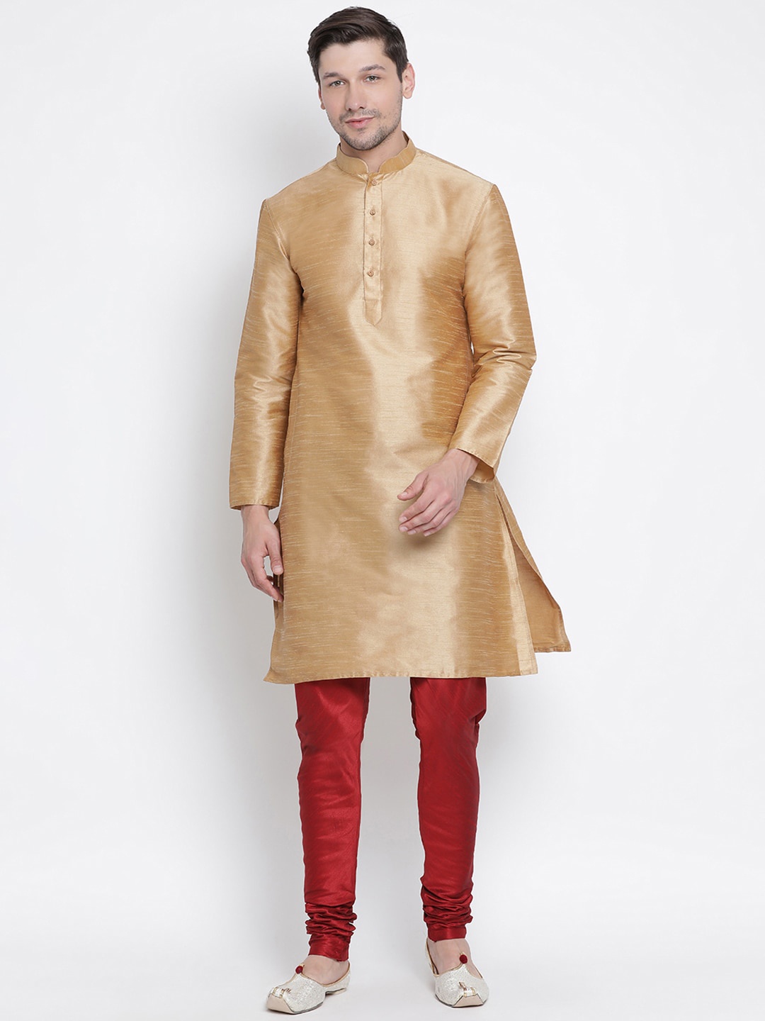 

VASTRAMAY Men Rose Gold Kurta with Churidar
