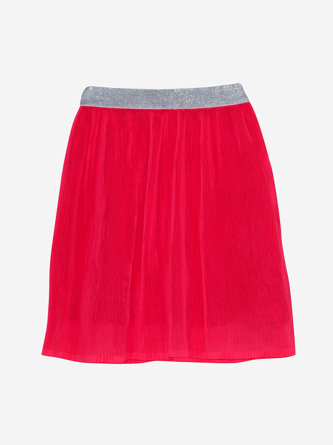 

KiddoPanti Girls Pink Solid Pleated Flared Skirt