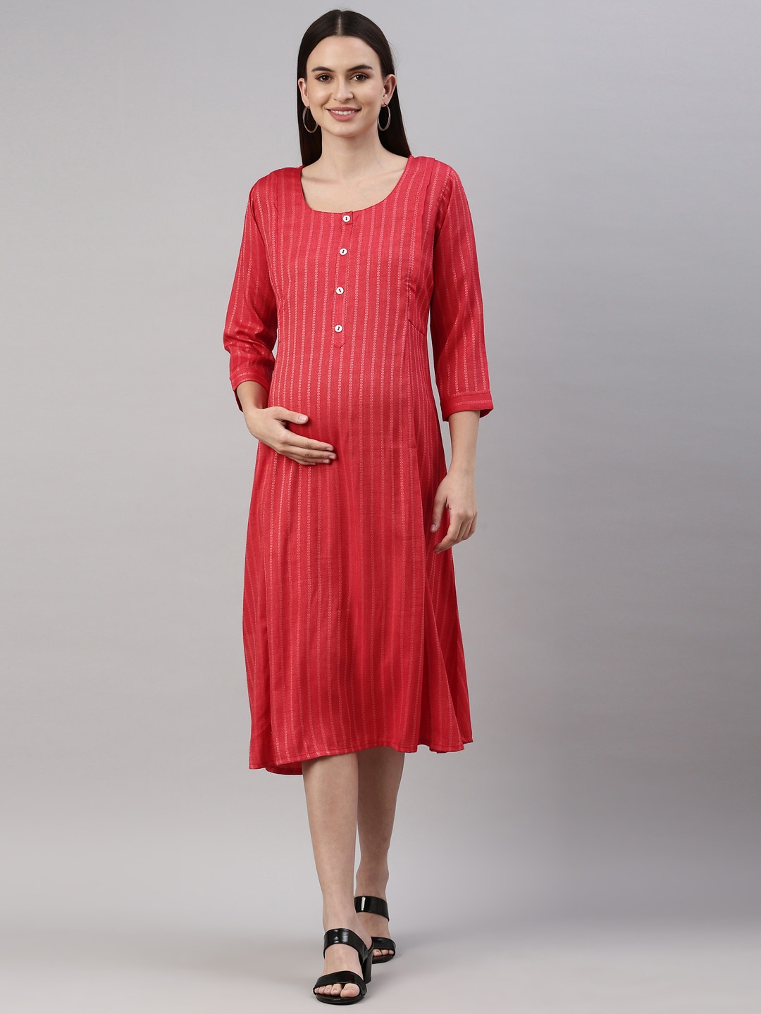 

GOLDSTROMS Red Maternity A-Line Midi Dress