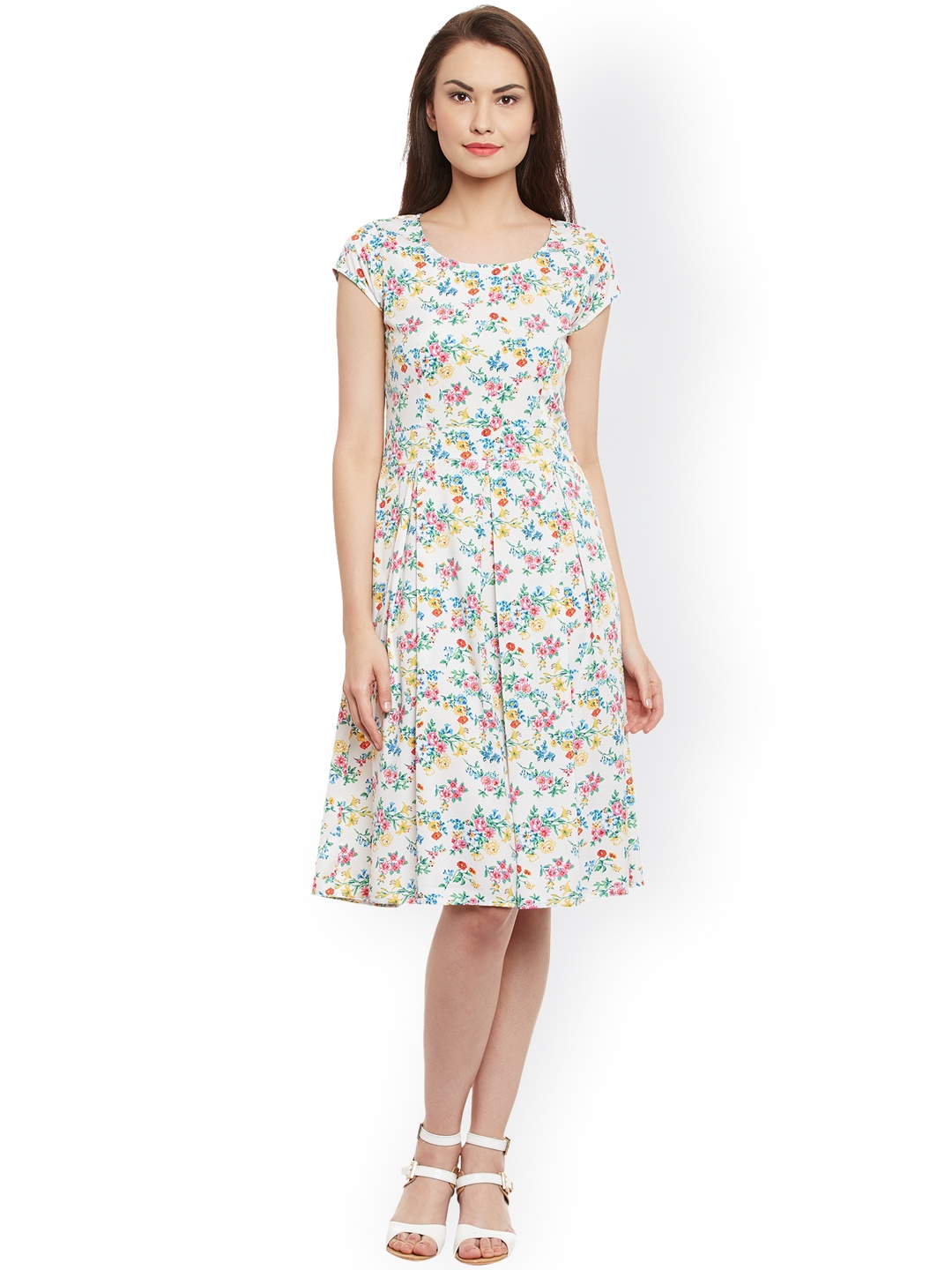

WISSTLER Off-White Floral Print A-Line Dress