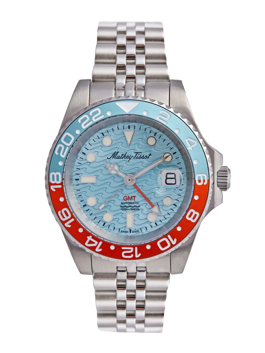 

Mathey-Tissot Men Blue Brass Embellished Dial & Silver Toned Stainless Steel Bracelet Style Straps Analogue Watch