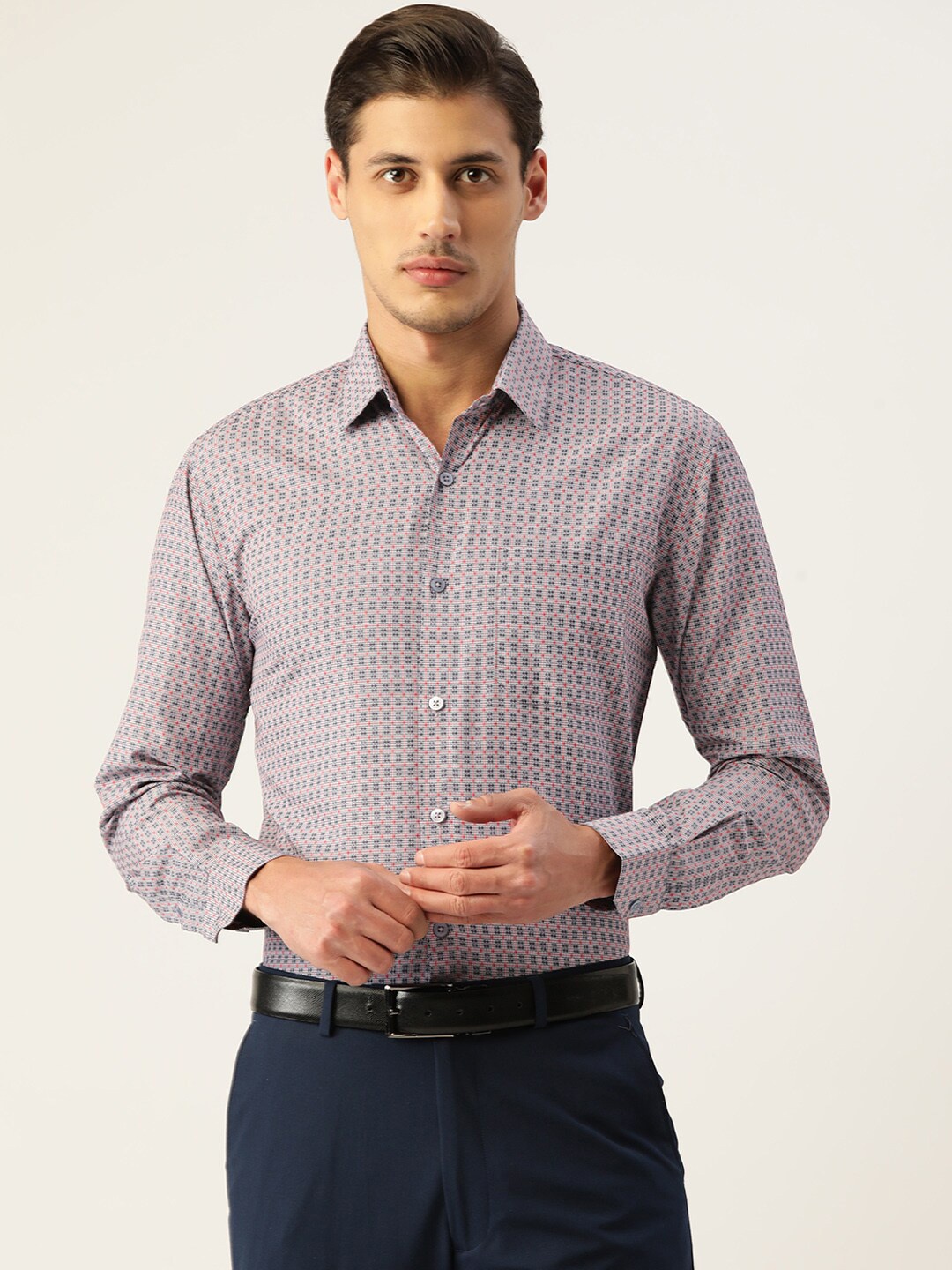 

JAINISH Men Grey Standard Printed Formal Shirt