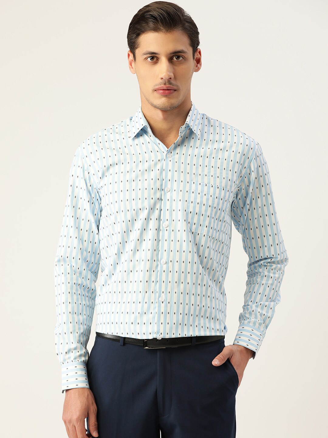 

JAINISH Men Blue Standard Floral Printed Formal Shirt