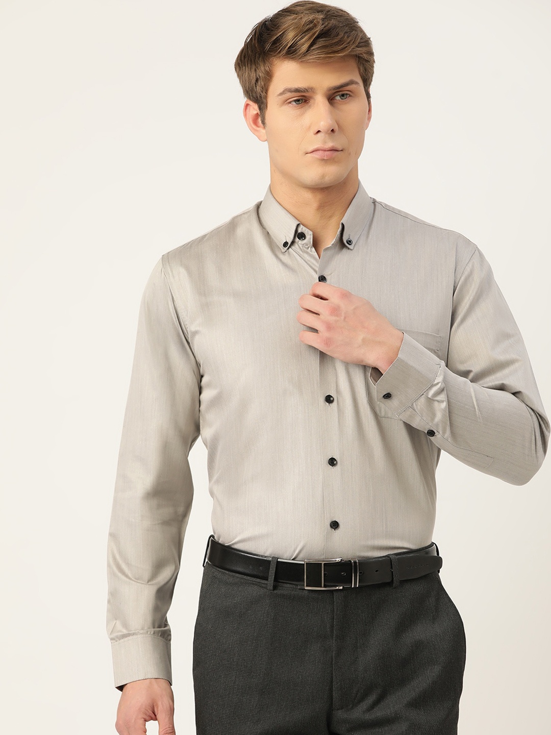 

JAINISH Men Grey Standard Formal Shirt