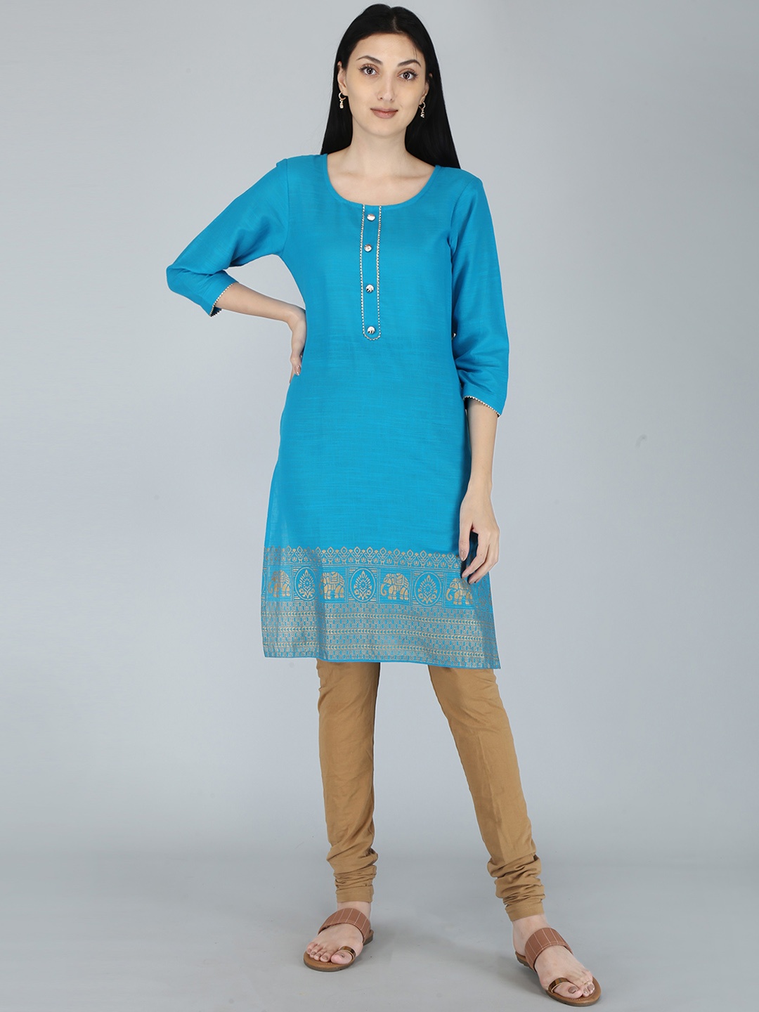 

KALINI Women Blue Thread Work Kurta