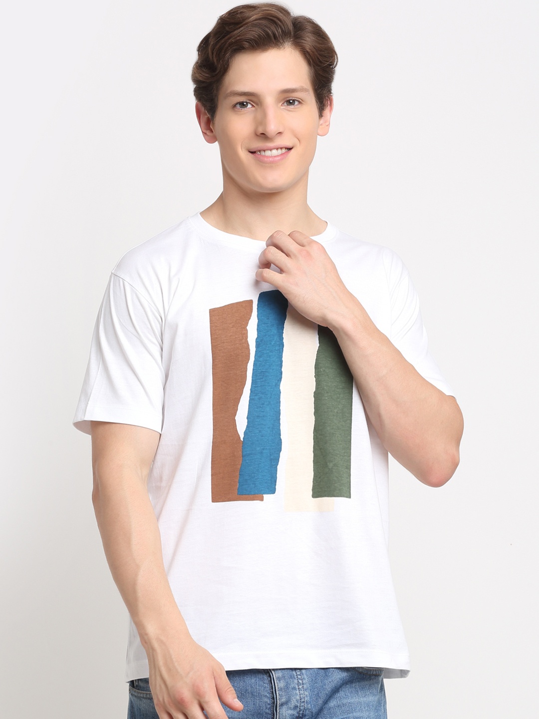 

Ennoble Men White V-Neck T-shirt