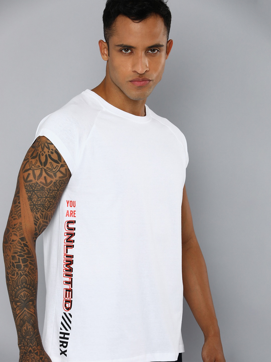 

HRX by Hrithik Roshan Men White Typography Printed Pure Cotton T-shirt