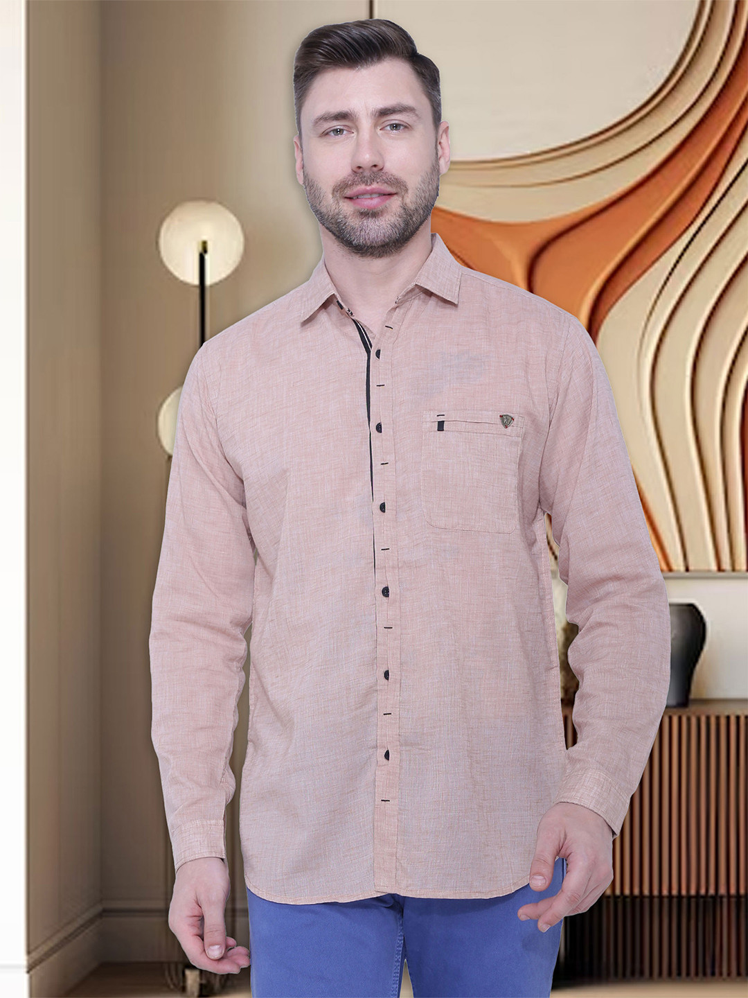 

Kuons Avenue Men Beige Smart Slim Fit Casual Shirt