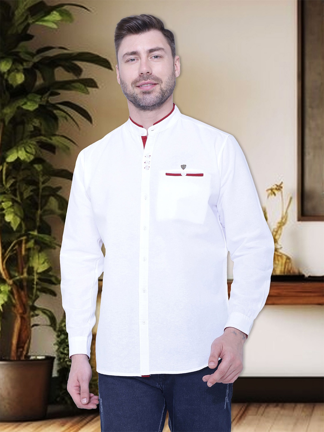 

Kuons Avenue Men White Smart Slim Fit Casual Shirt