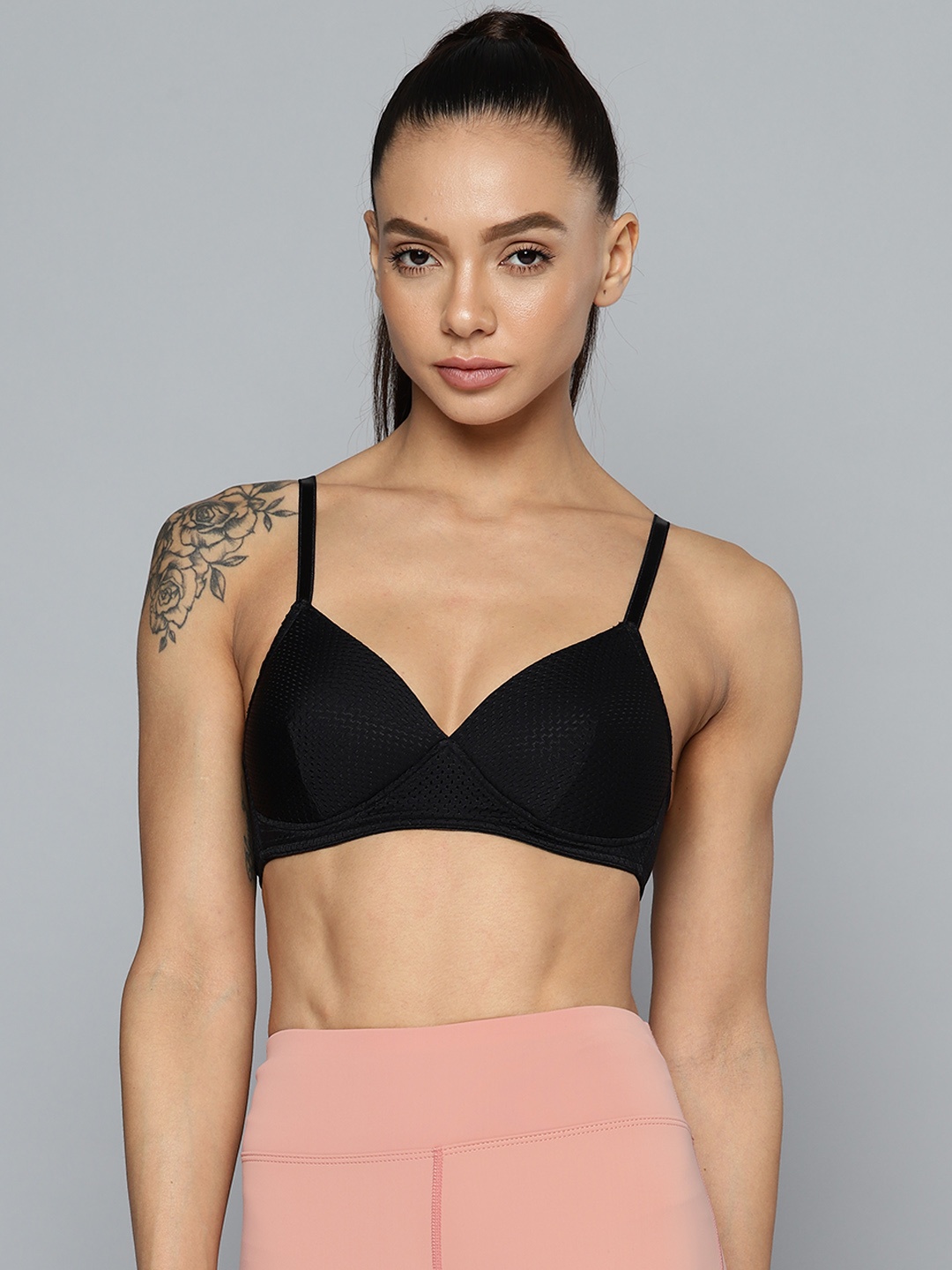 

Fitkin Black Lightly Padded Sports Bra B66-XS