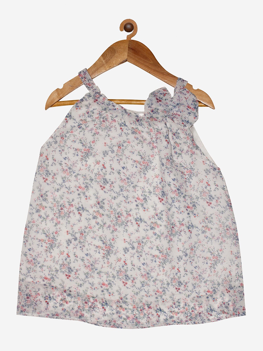 

KiddoPanti White Floral Print Georgette Top