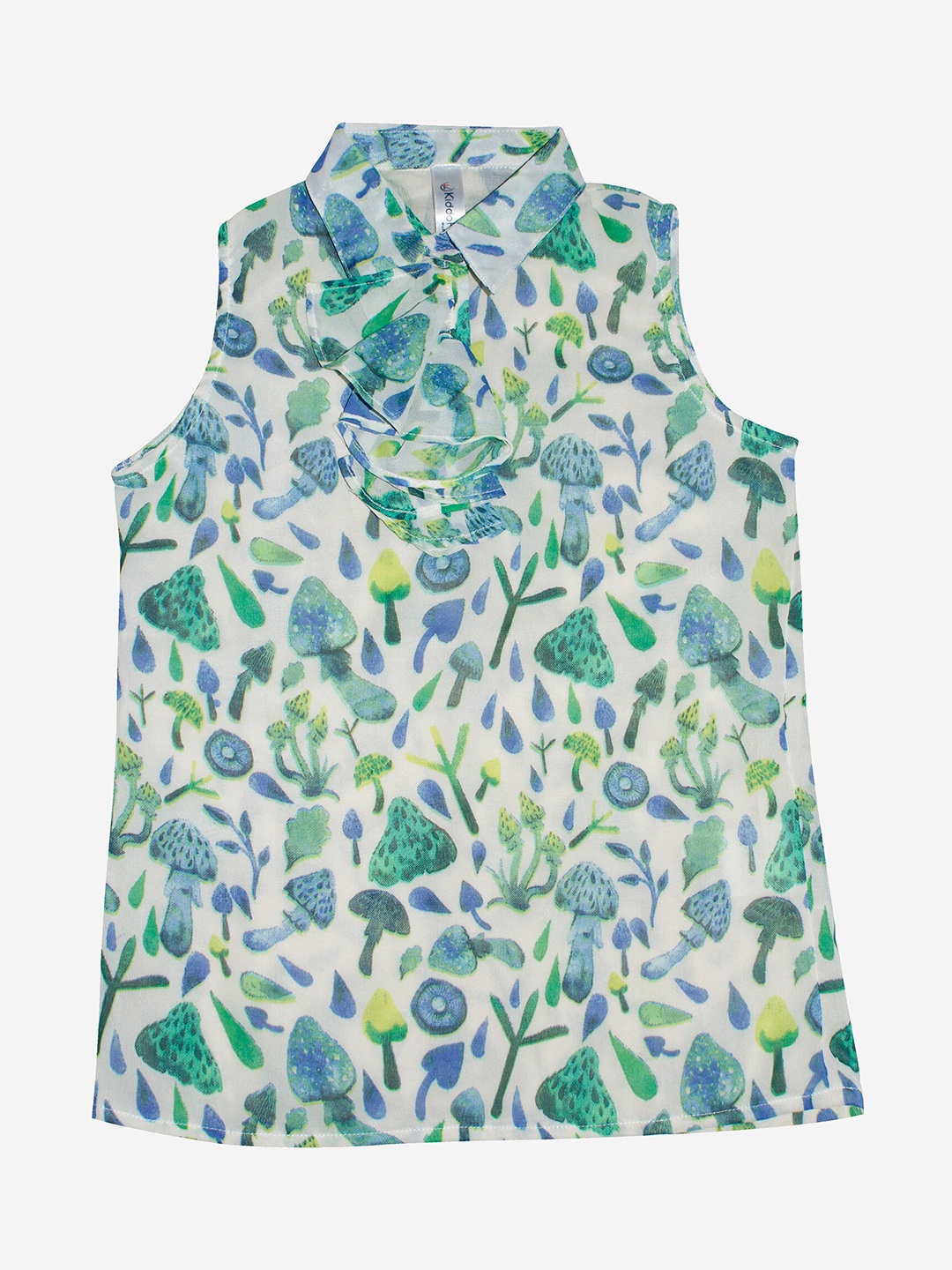 

KiddoPanti White Tropical Print Georgette Top