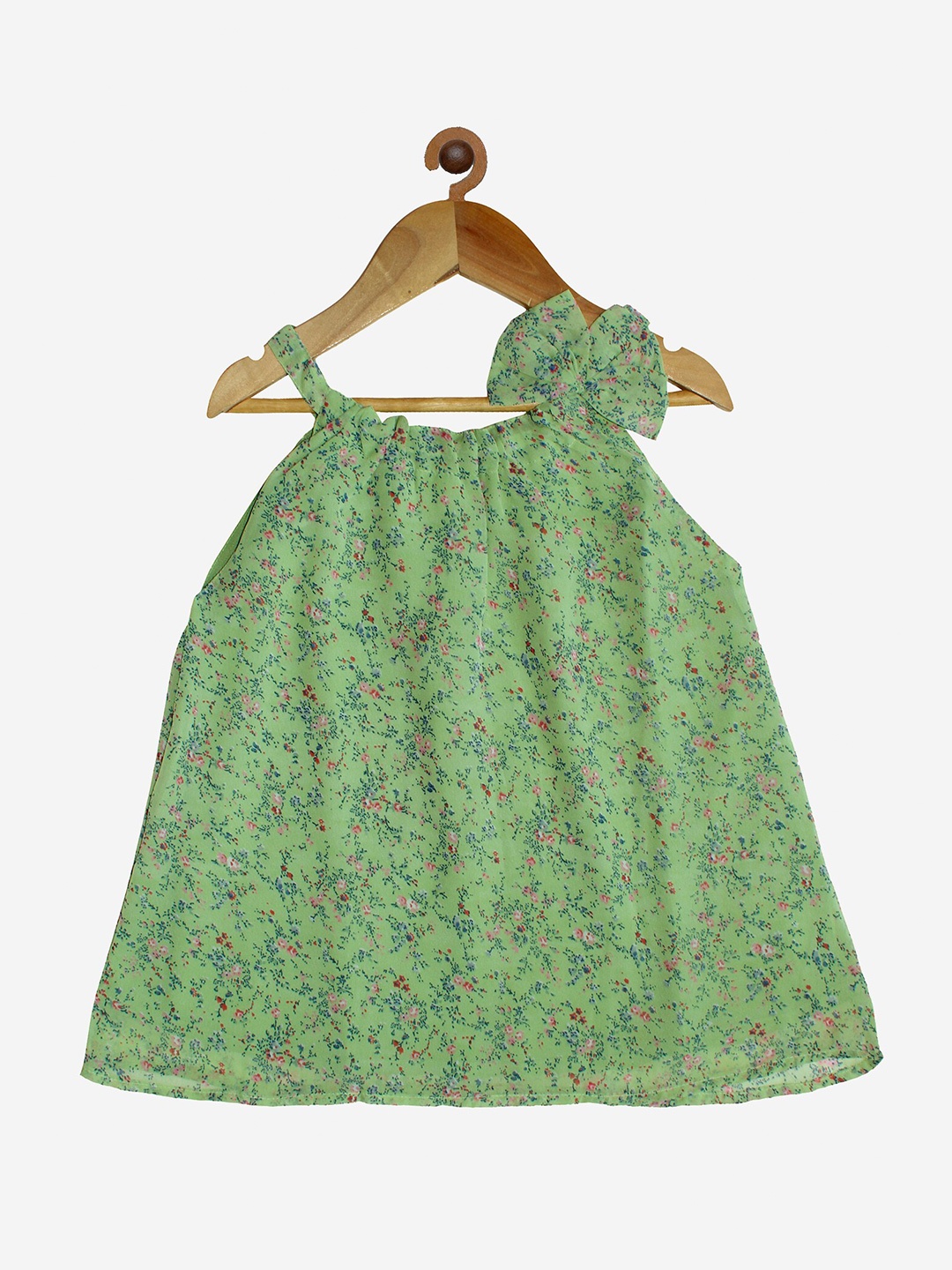 

KiddoPanti Green Floral Print Georgette Top